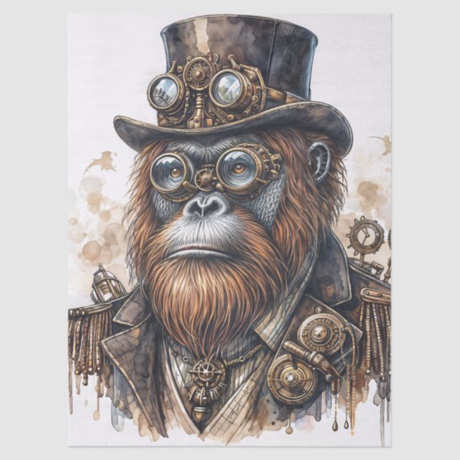 Steampunk Orangutan Art Tissue Paper (Front)