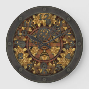 Steampunk Ornate Cog with Face Large Clock