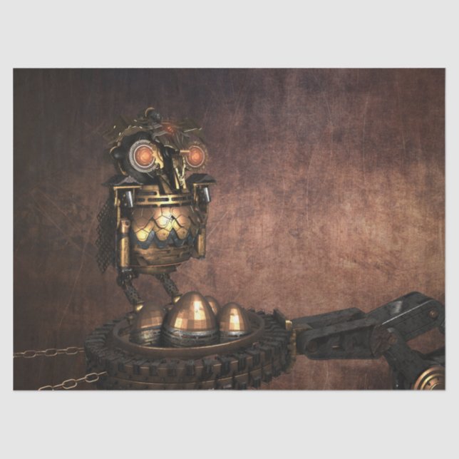 Steampunk Owl Decoupage Tissue Paper (Front)