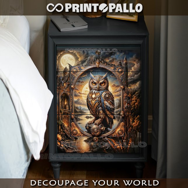 Steampunk Owl in apocalittic steampunk sunset Tissue Paper (Creator Uploaded)