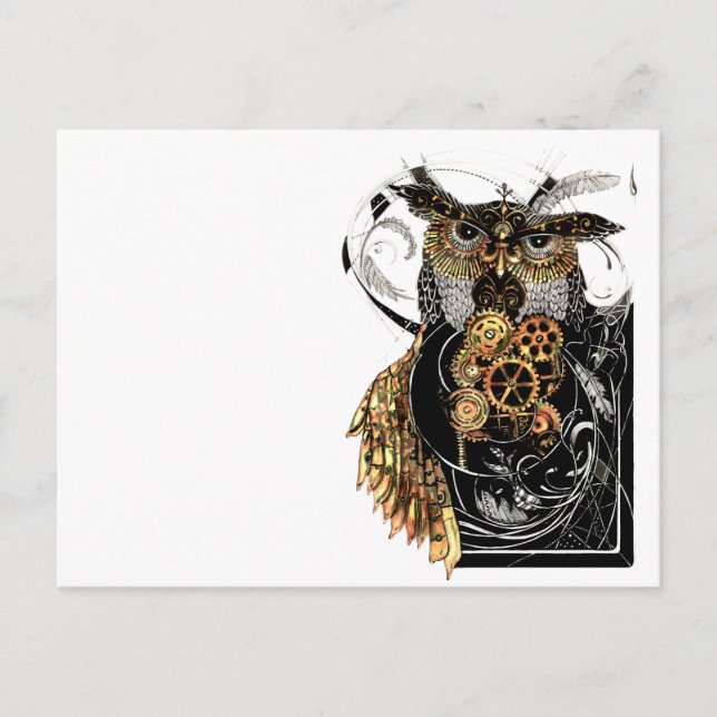 Steampunk Owl Postcard (Front)