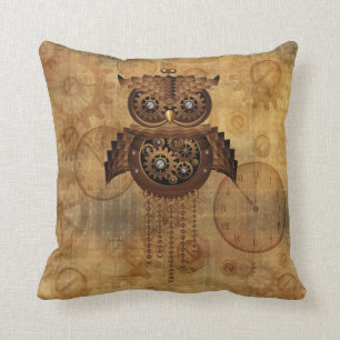 Steampunk Owl Vintage Style pillow