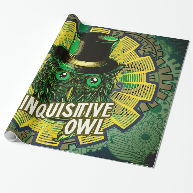 Steampunk Owl Wrapping Paper (Unrolled)