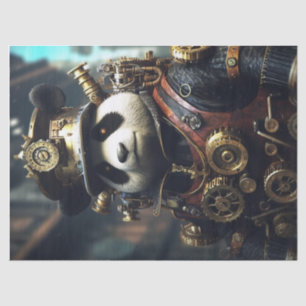 Steampunk Panda Decoupage Tissue Paper
