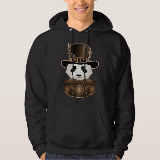 Steampunk Panda with Hat Antique Look Hoodie