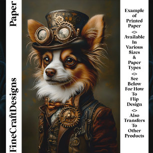 Steampunk Papillon Dog Portrait CQ1 Craft Paper