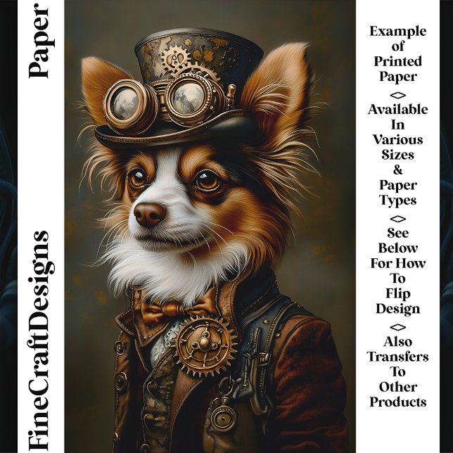 Steampunk Papillon Dog Portrait CQ1 Craft Paper (Creator Uploaded)