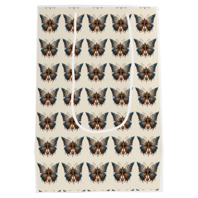 Steampunk party butterfly medium gift bag (Back)