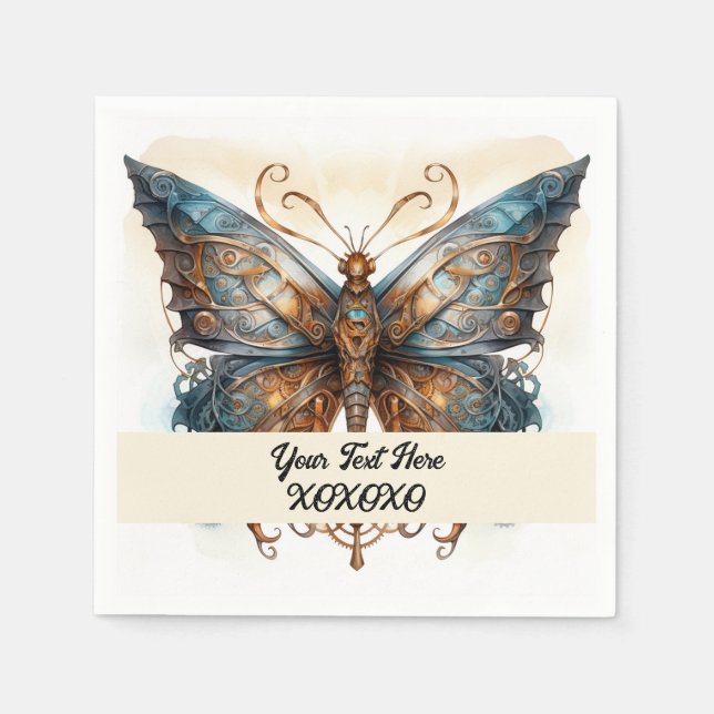 Steampunk party butterfly napkin (Front)