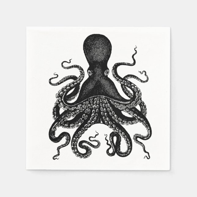 Steampunk party! Victorian octopus kraken cthulu Napkin (Front)