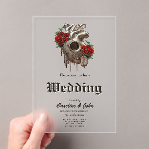 Steampunk Passion, the mechanical Heart of Love. Acrylic Invitations