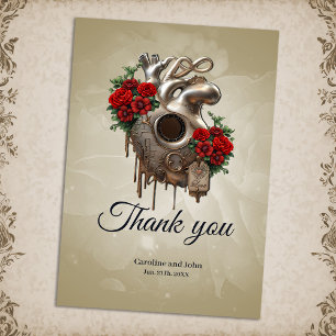 Steampunk Passion, the mechanical Heart of Love.  Thank You Card