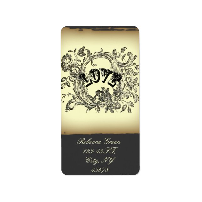 steampunk pastel yellow flourish swirls victorian label (Front)