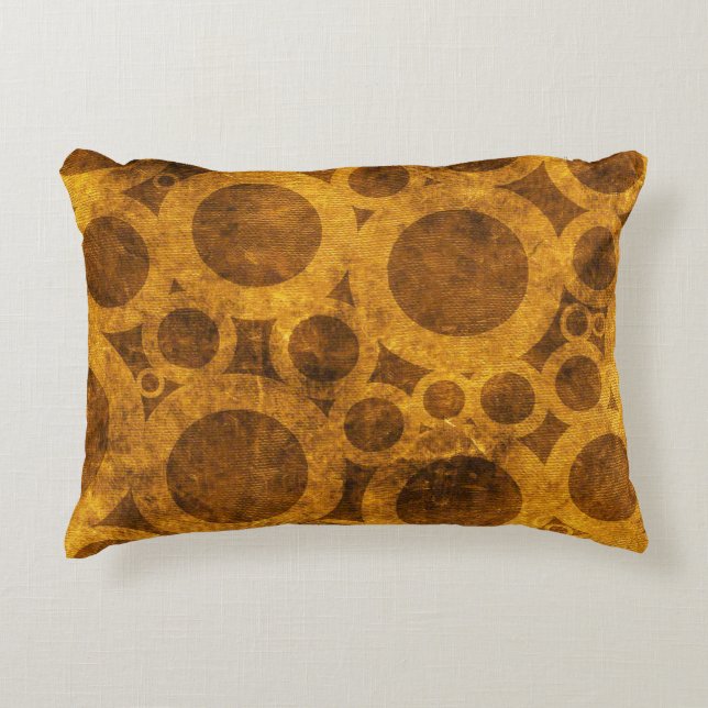 Steampunk Pattern Grunge Brown Gold Accent Pillow (Front)