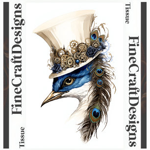 Steampunk Peacock In A Hat Decoupage L 135 Tissue Paper