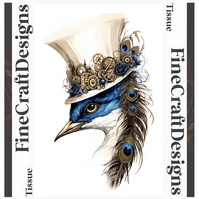 Steampunk Peacock In A Hat Decoupage L 135 Tissue Paper (Creator Uploaded)