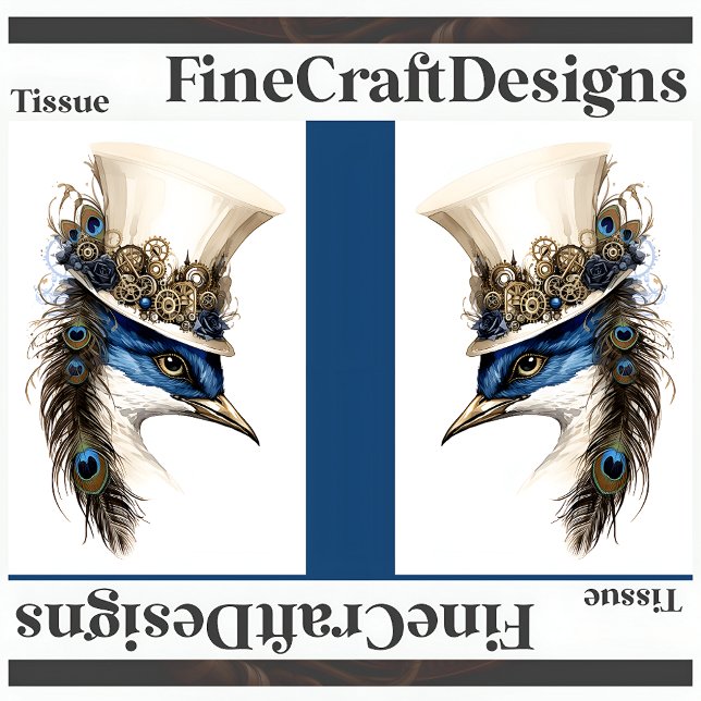 Steampunk Peacock In A Hat Decoupage LR 135 Tissue Paper (Creator Uploaded)