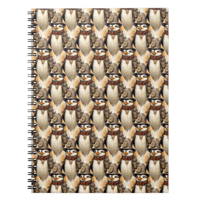 Steampunk Penguin 1 Pattern Notebook (Front)