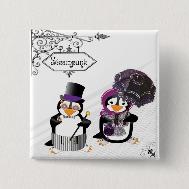 Steampunk Penguins Button (Front)