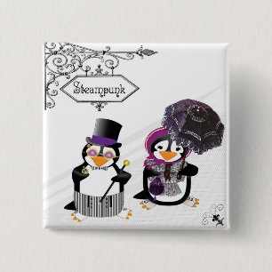 Steampunk Penguins Button