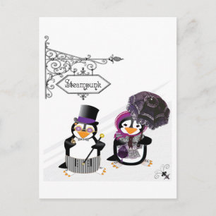 Steampunk Penguins Postcard