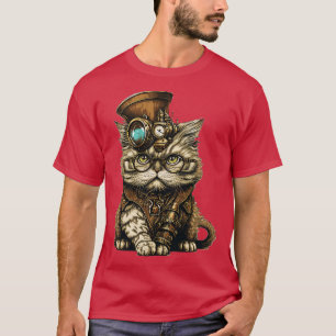 Steampunk Persian Cat Fantasy illustration T-Shirt