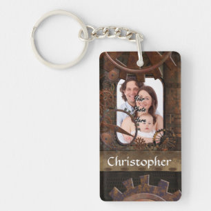 Steampunk photo background key ring