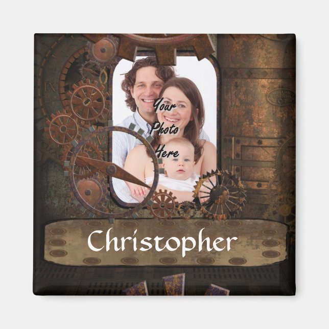 Steampunk photo background magnet (Front)