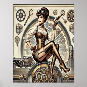 Steampunk Pin-Up Art, Poster 1, Glamour & Vintage