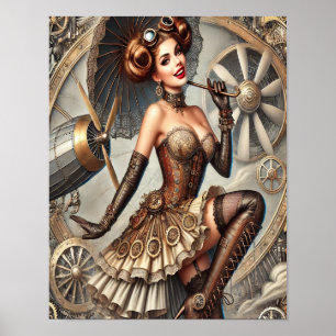 Steampunk Pin-Up Poster 3, Glamour & Vintage