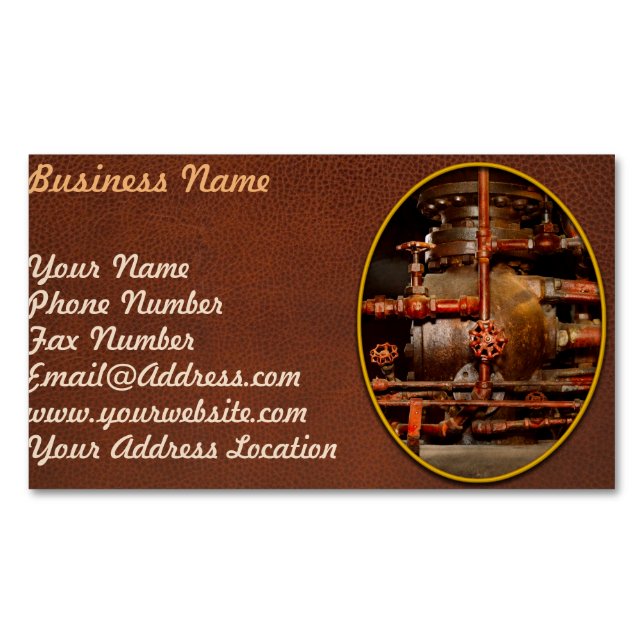Steampunk - Pipe dreams Magnetic Business Card (Front)