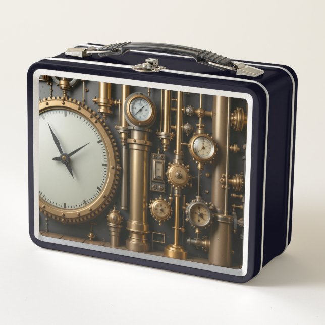 Steampunk Pipes and Gauges Lunch Box (Front)