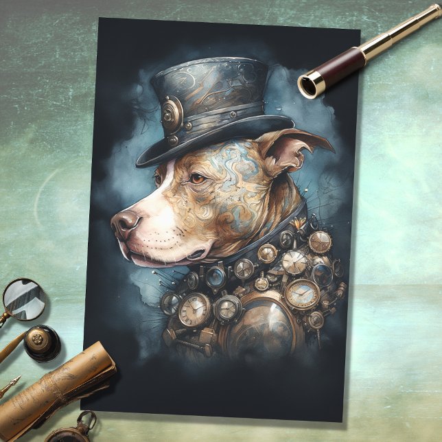 Steampunk Pit Bull 1 Decoupage Paper (Creator Uploaded)