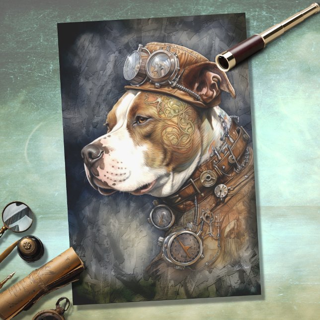 Steampunk Pit Bull 2 Decoupage Paper (Creator Uploaded)