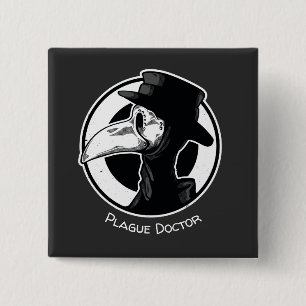 Steampunk Plague Doctor Bird Mask B/W 15 Cm Square Badge