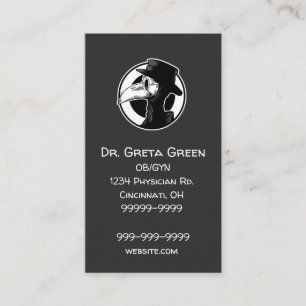 Steampunk Plague Doctor Bird Mask B/W Business Card