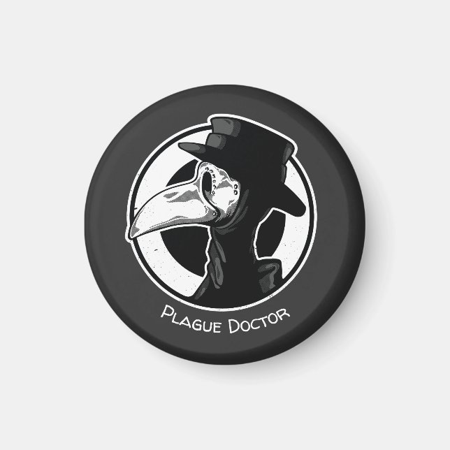 Steampunk Plague Doctor Bird Mask B/W Magnet (Front)