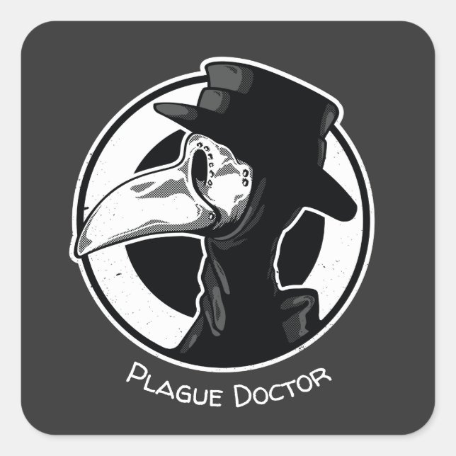Steampunk Plague Doctor Bird Mask B/W Square Sticker (Front)