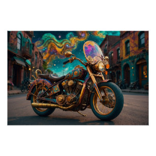 Steampunk Plasma Motorcycle Machine Poster