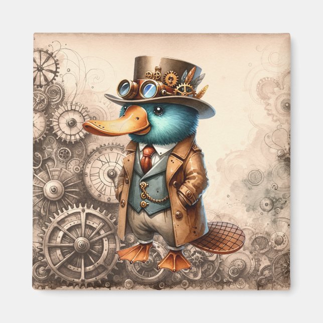 Steampunk Platypus Magnet (Front)