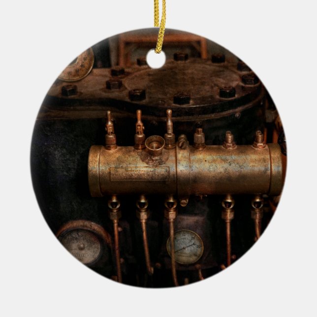 Steampunk - Plumbing - The valve matrix Ceramic Tree Decoration (Front)