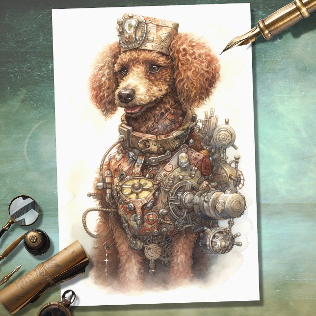 Steampunk Poodle 2 Decoupage Paper (Creator Uploaded)