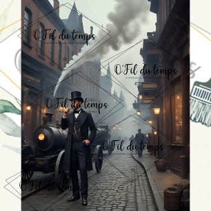 Steampunk Post Apocalyptic Cities Decoupage v9 Tissue Paper