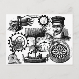 steampunk postcard