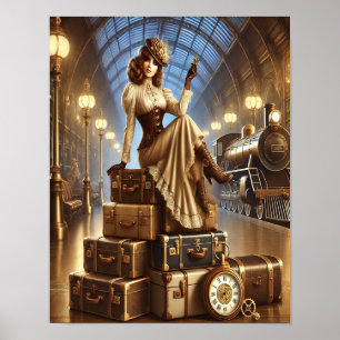 Steampunk Poster 31, The Luggage Cart Heiress