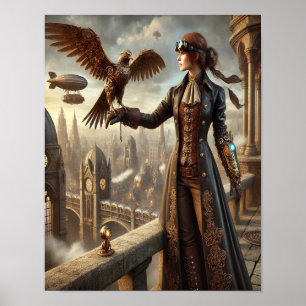 Steampunk Poster 37, The Mechanical Falconer   
