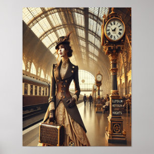 Steampunk Poster 39, The Train Station Debutante