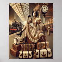 Steampunk Poster 41, The Luggage Cart Heiress