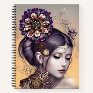 Steampunk Princess with a Copper Colored Flower Notebook