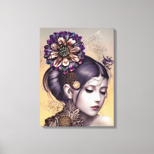 Steampunk Princess with a Copper Coloured Flower Canvas Print